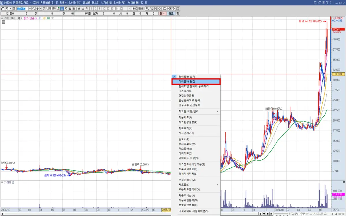 차트 타이틀바 편집