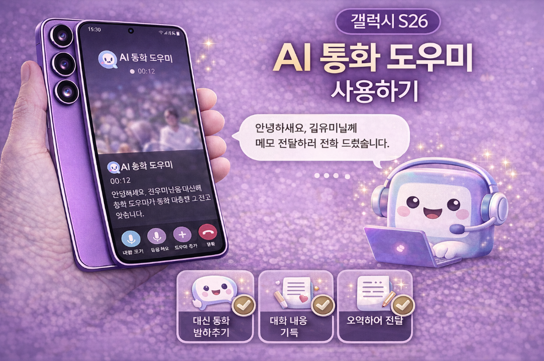 갤럭시 S26 AI 통화 도우미 사용 방법 설명 이미지