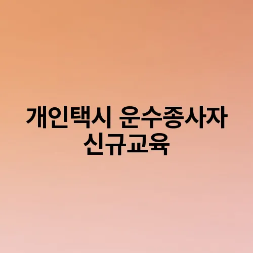 개인택시 운수종사자 신규교육