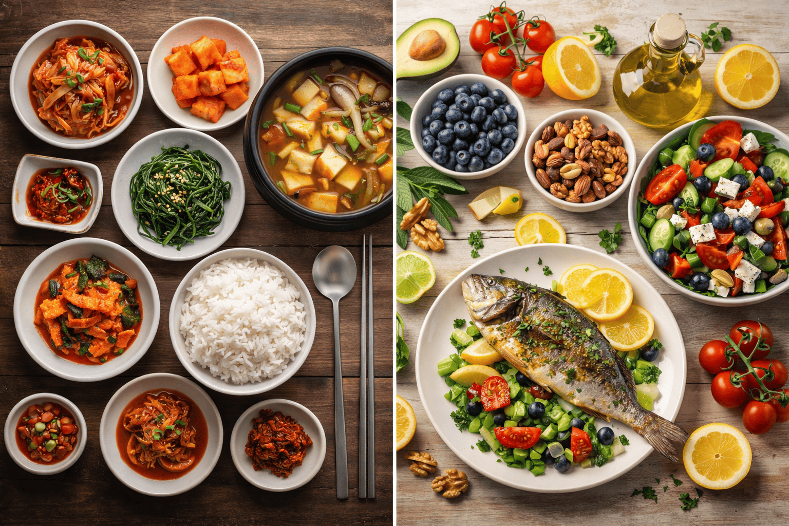 식단 비교: 한국 발효식 vs 해외 자연식