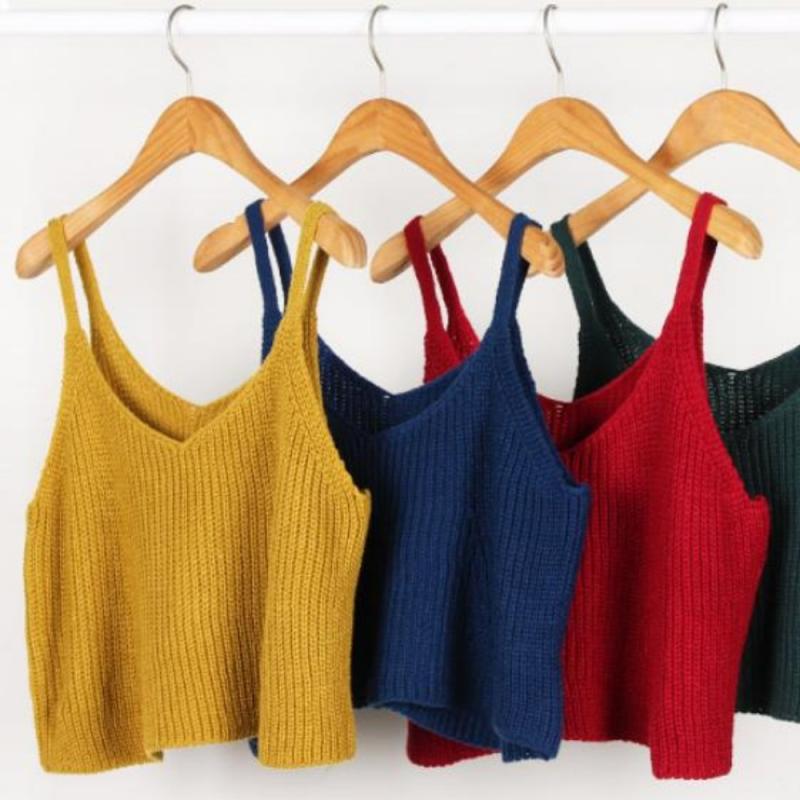 뷔에스트조끼 니트 조끼 끈 손뜨개 뜨개질 뷔스티에 탑 크롭 레이어드