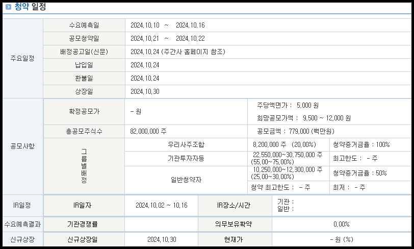 케이뱅크 공모주 청약 일정