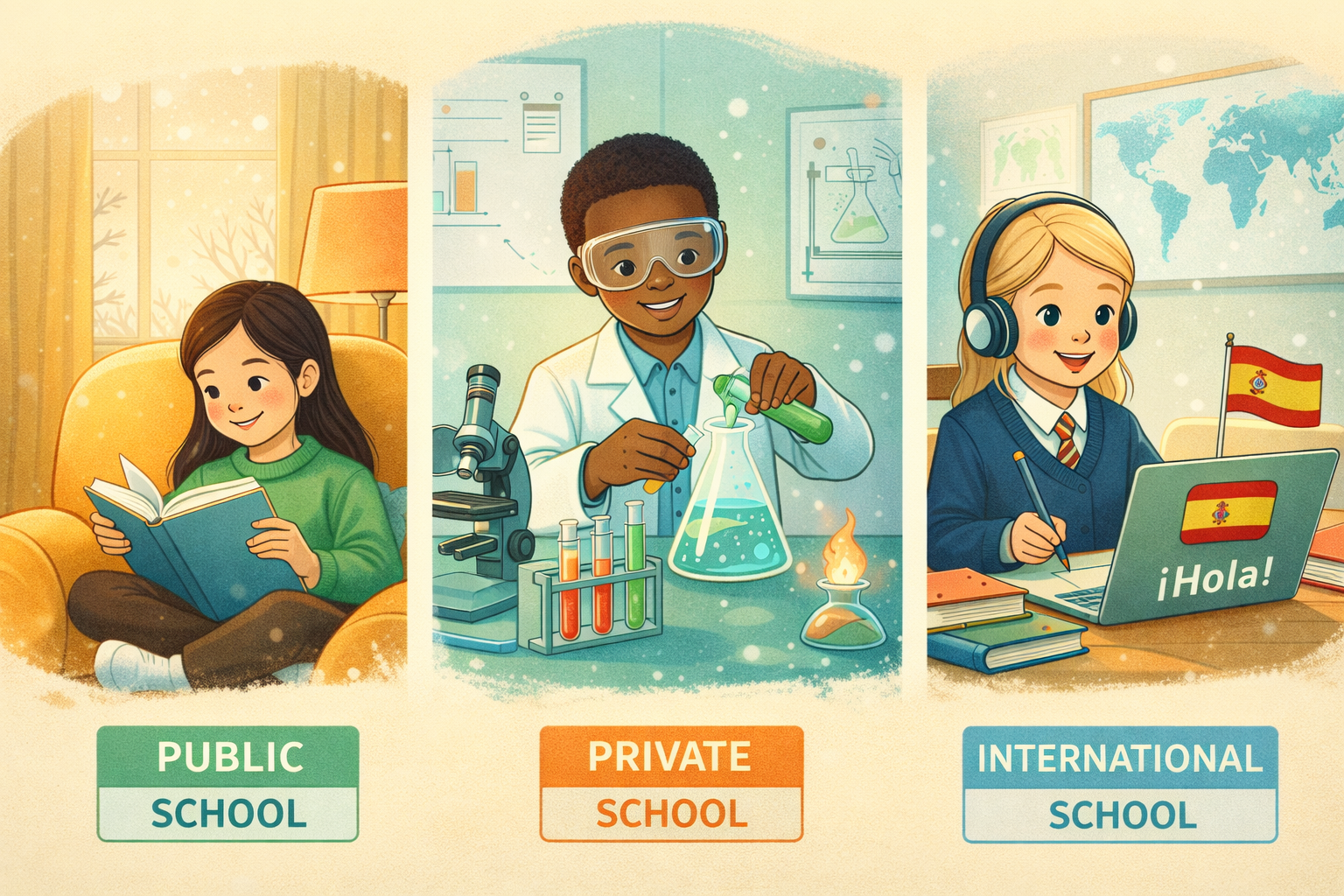 국공립, 사립, 국제학교 등 다양한 유형의 학교에서 겨울방학 활동을 하는 초등학생들