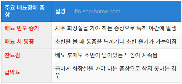 배뇨장애 및 통증