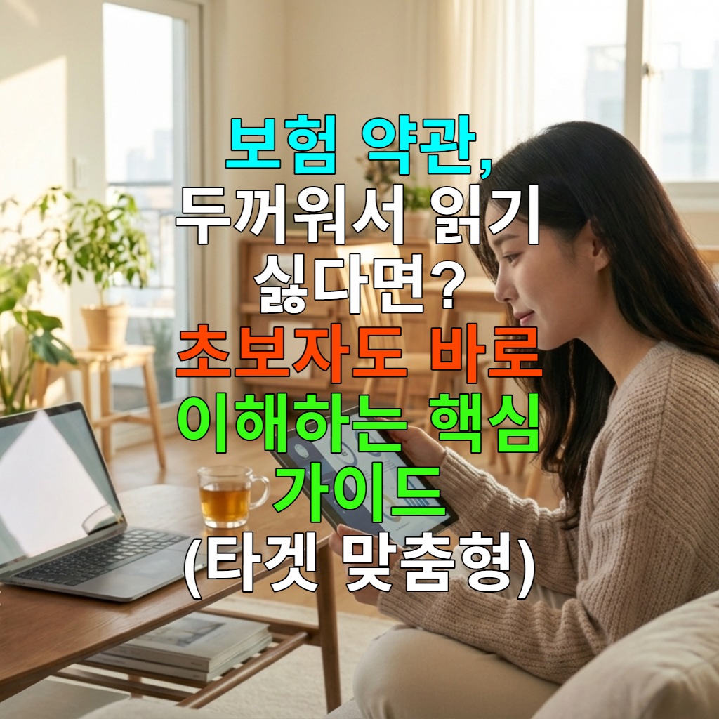 한국인 여성이 태블릿으로 보험 약관을 읽으며 이해하는 모습