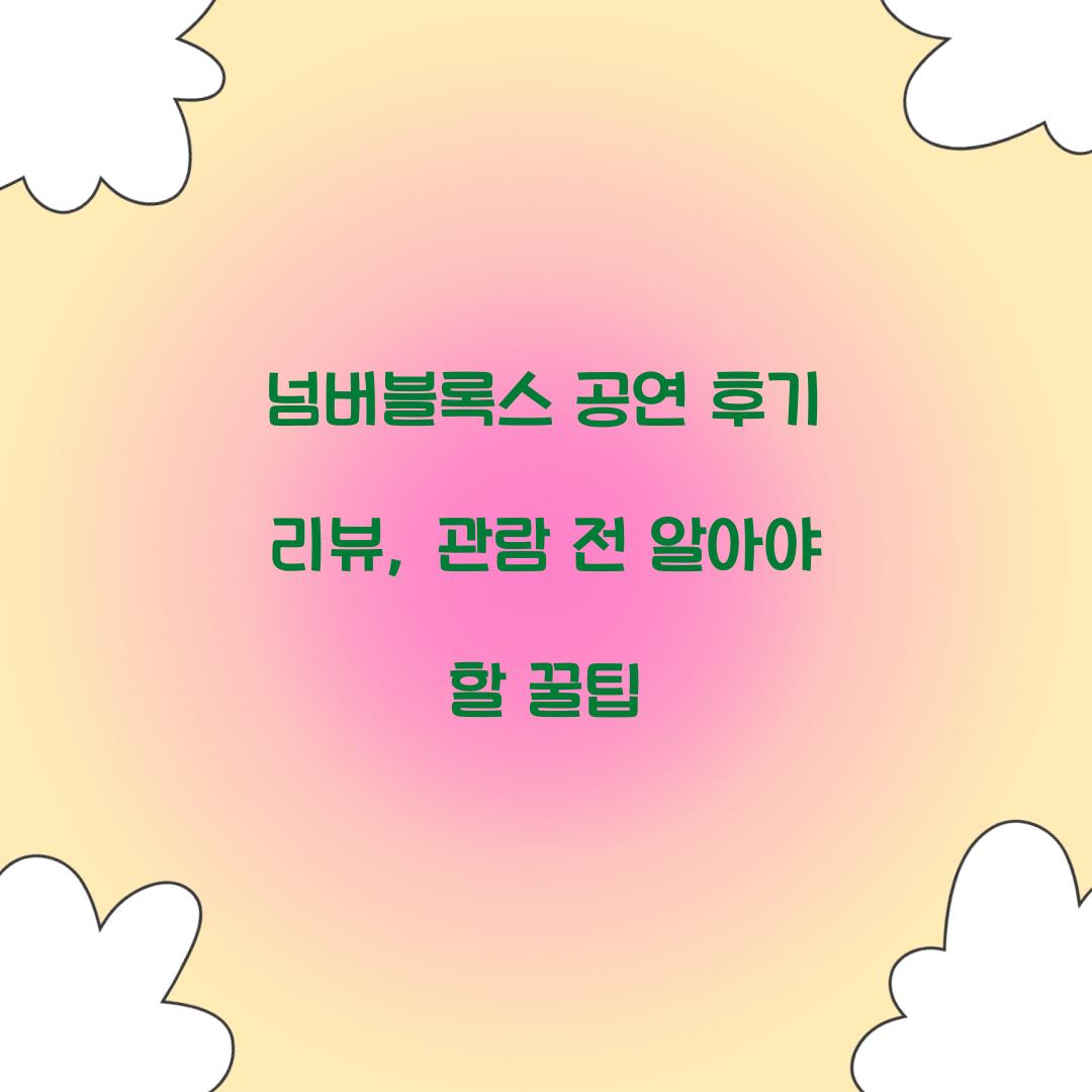 넘버블록스 공연 후기 리뷰