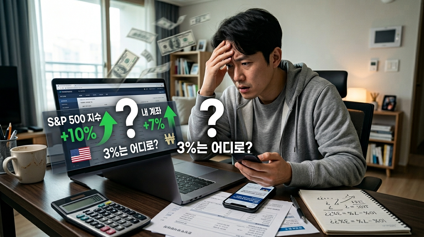 투자 계좌를 확인하며 혼란스러워하는 남성