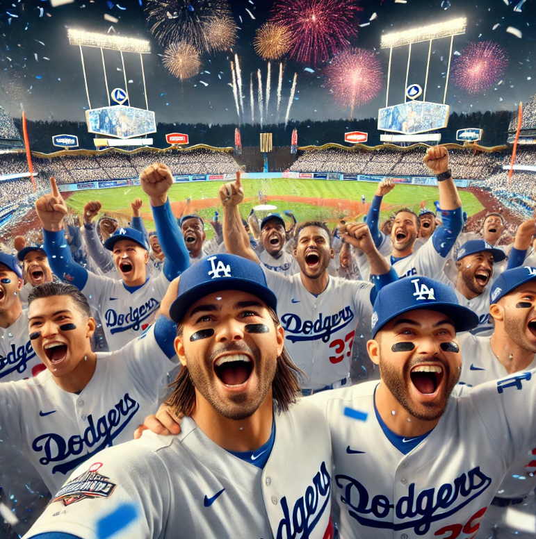월드시리즈 우승을 환호하는 LA다저스 선수들 관련 이미지