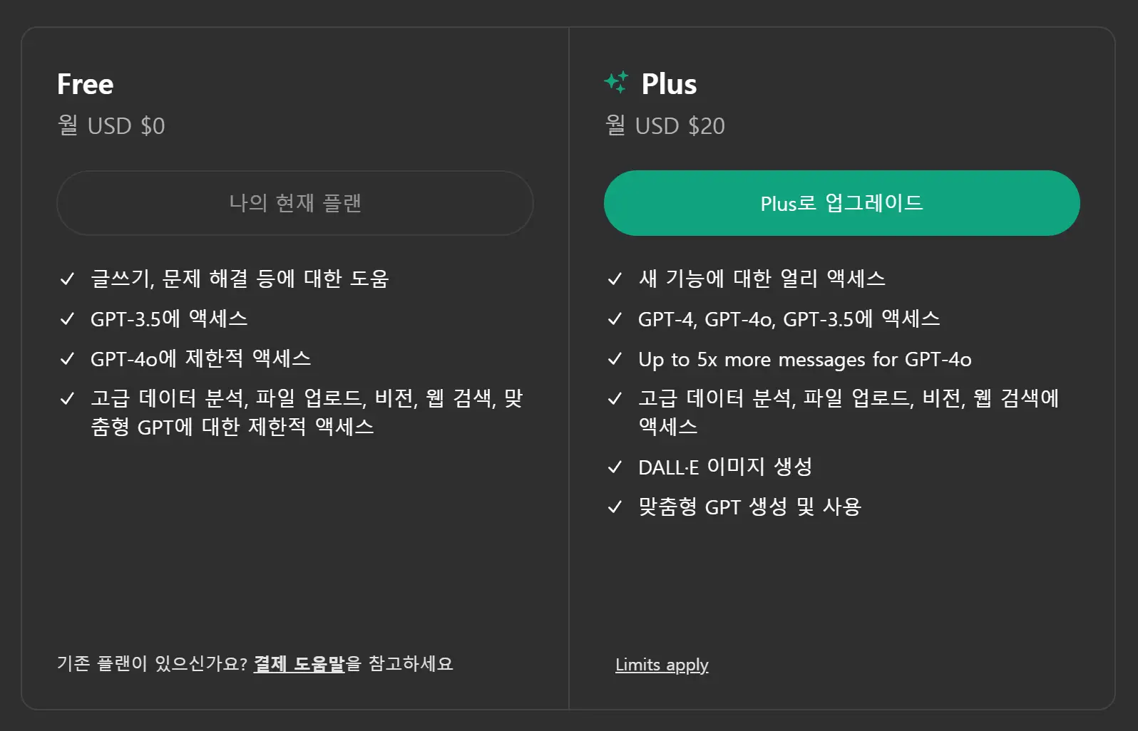 챗GPT(ChatGPT) 플랜 비교