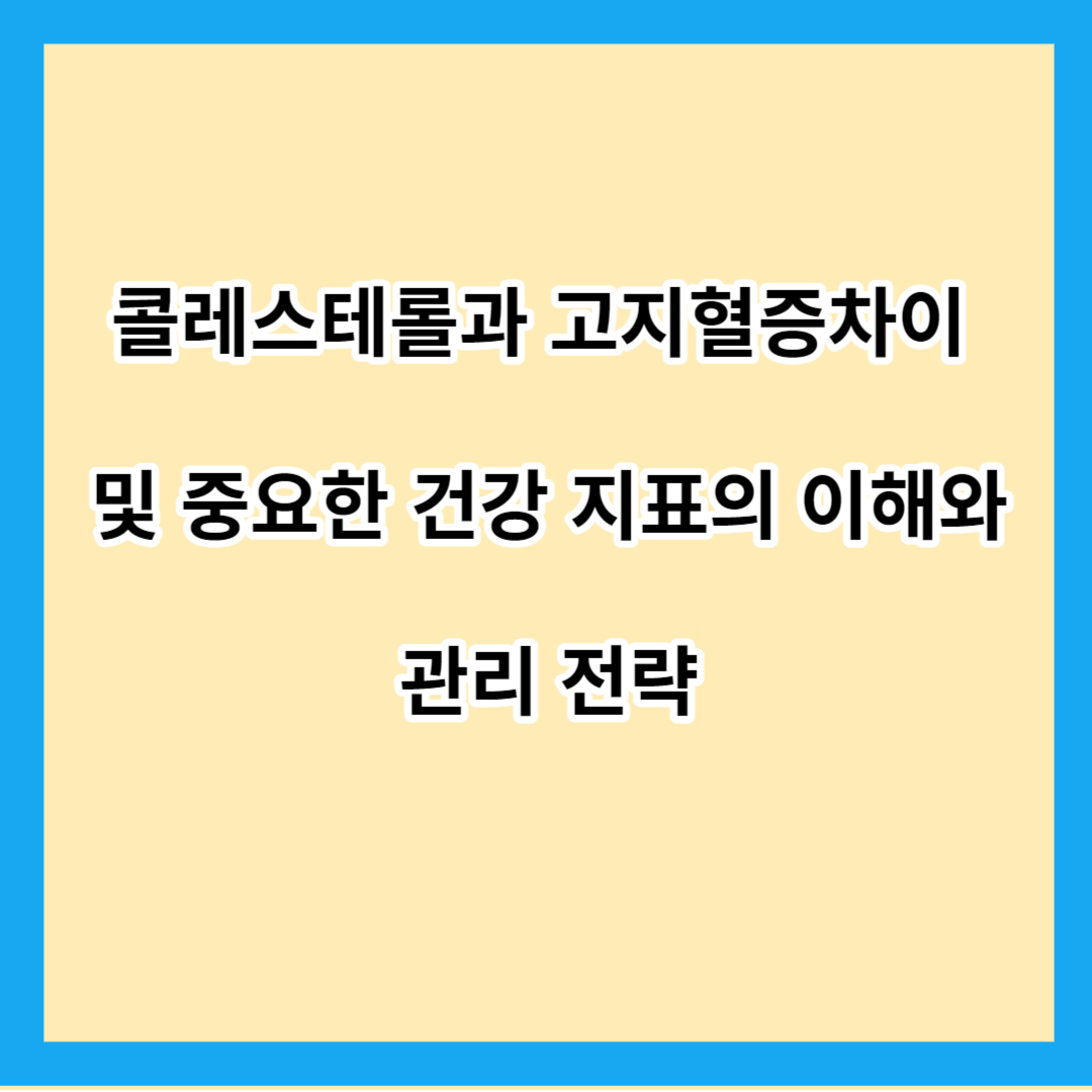 콜레스테롤과 고지혈증차이 및 중요한 건강 지표의 이해와 관리 전략