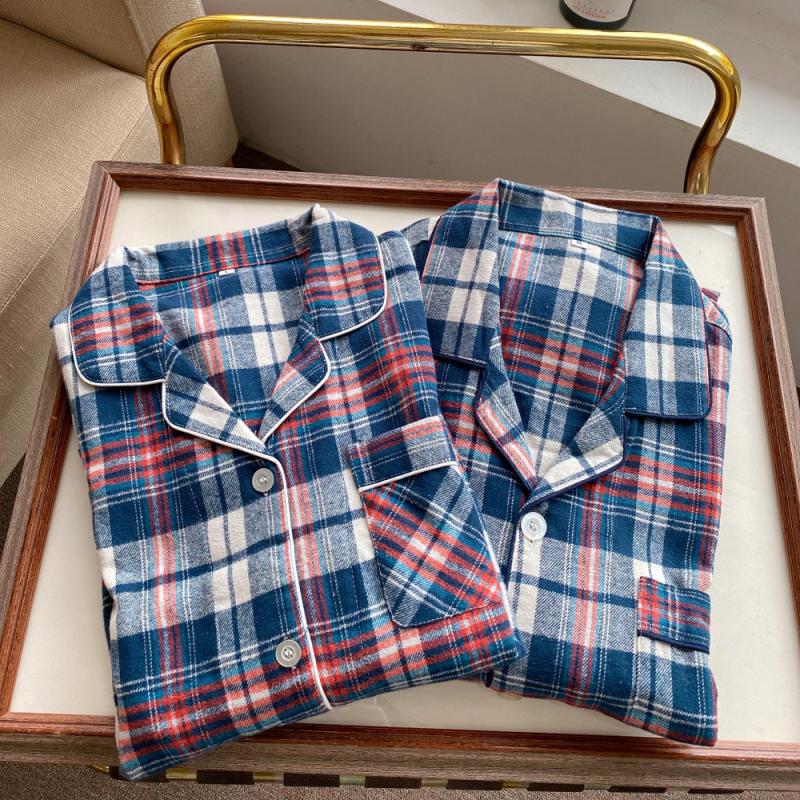 타탄체크 피치기모 잠옷 빅사이즈 커플잠옷 수면잠옷