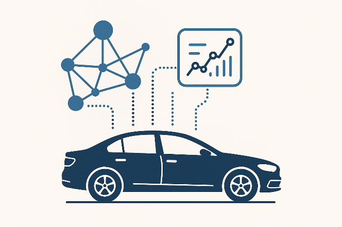 데이터 플랫폼과 차량이 연결된 자율주행 생태계 이미지