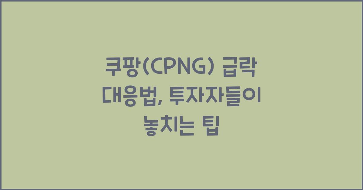 쿠팡(CPNG) 급락 대응법