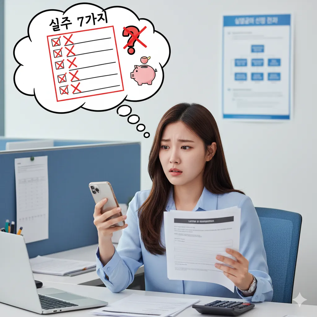 실업급여 신청 서류와 실수 체크리스트를 확인하는 모습
