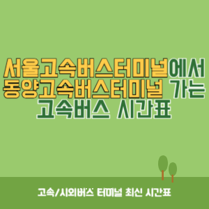 서울고속버스터미널에서 동양고속버스터미널 가는 고속버스 시간표 최신정보