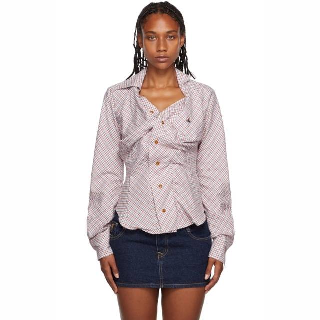 비비안웨스트우드 체크 개더링 셔츠