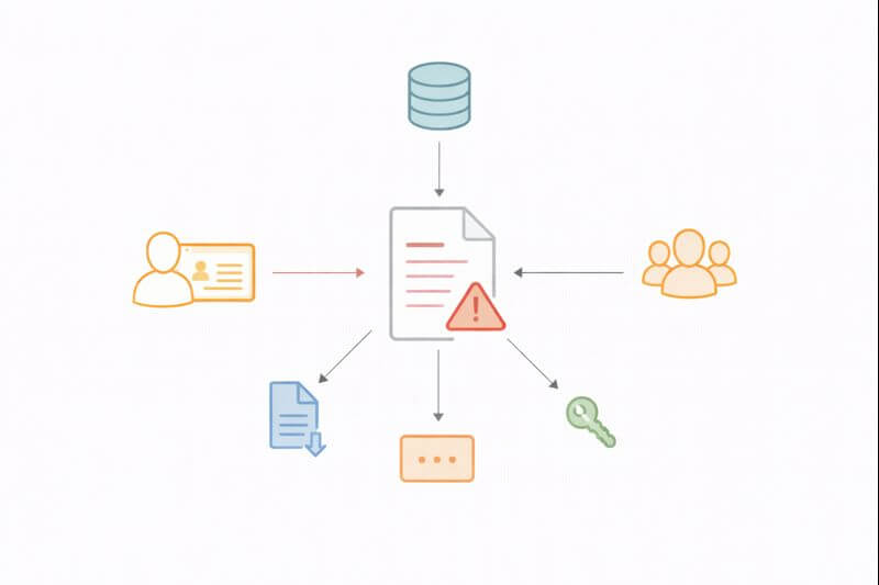 개인정보가 로그로 새는 경로(수집 &rarr; 저장 &rarr; 공유 &rarr; 유출)