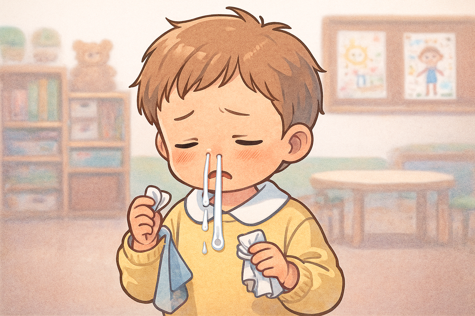 콧물흘리는 유치원생