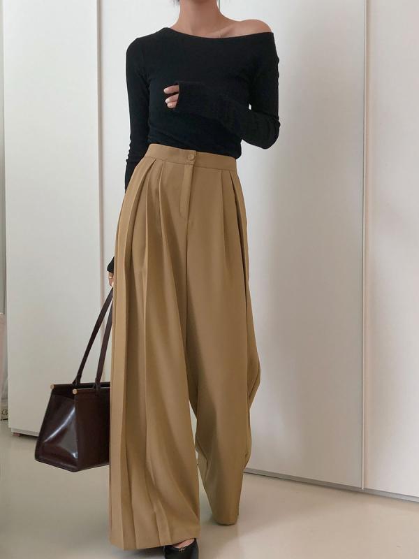 핏츠 플리츠 핀턱 하이웨스트 와이드 롱 슬랙스