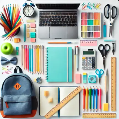 새학기-준비물-가방-자-공책-가위-노트북-시계