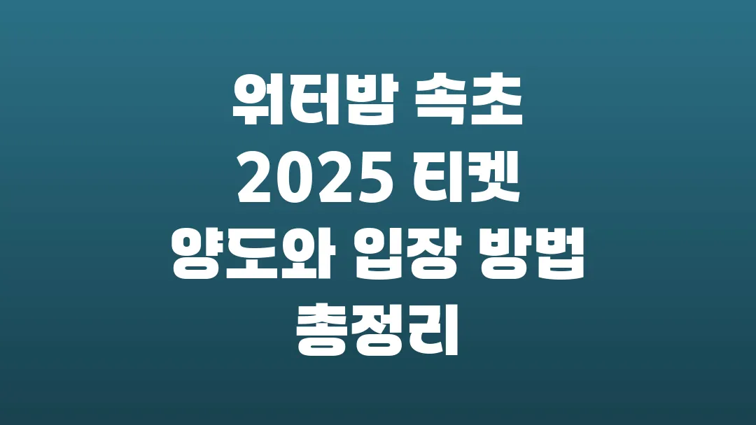 워터밤 속초 2025 티켓 양도와 입장 방법 총정리