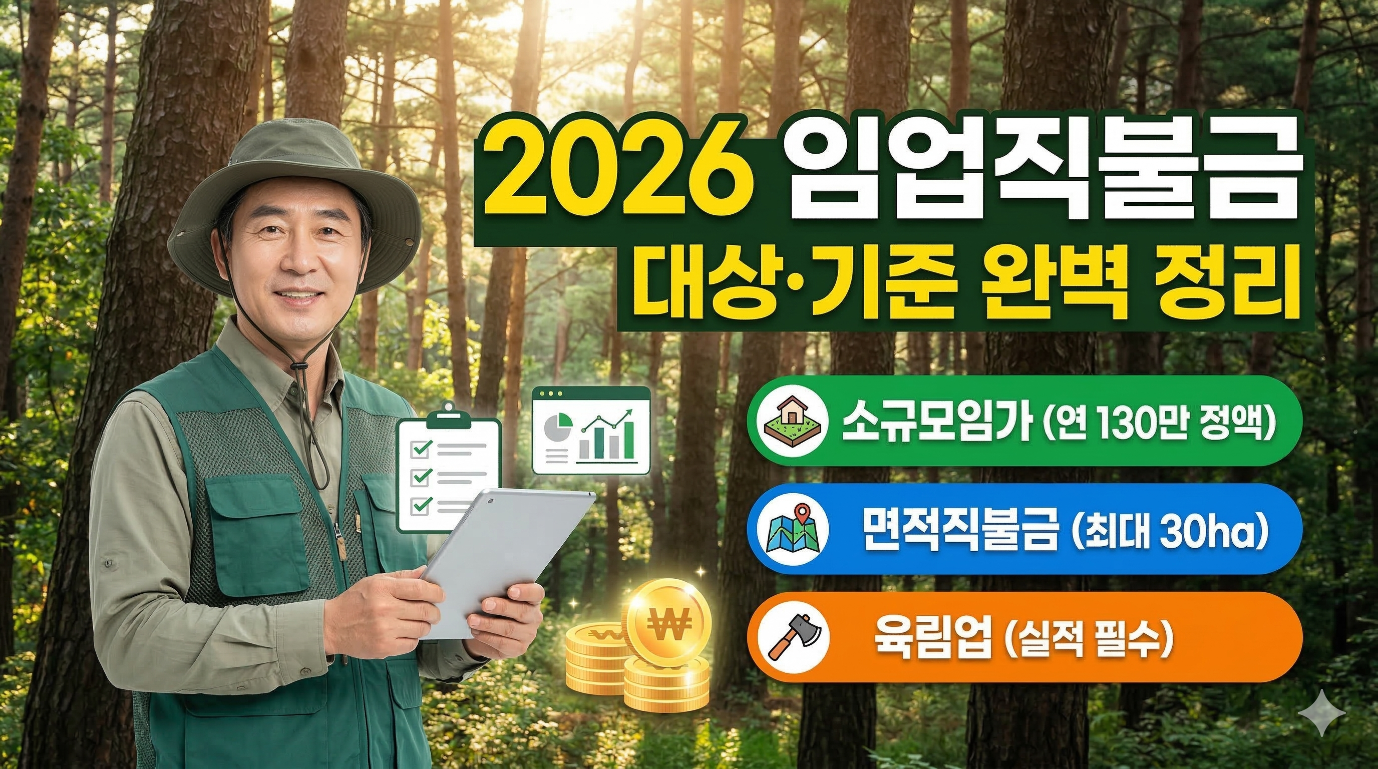 임업직불금 대상 및 지급기준 2026 최신 정리! 소규모임가·면적·육림업 신청 요건 한눈에
