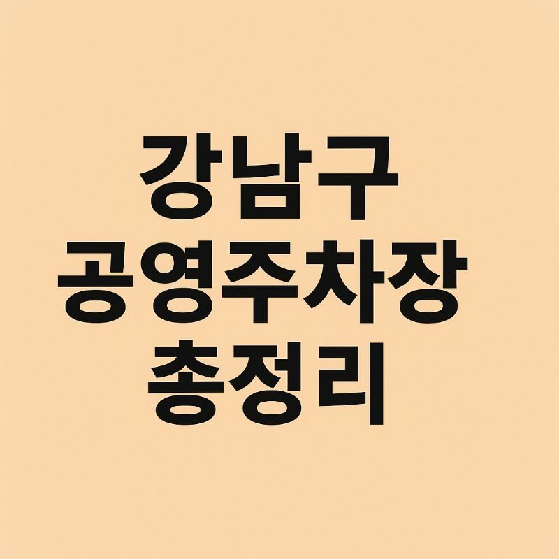 강남구 공영주차장 총정리 (요금, 위치, 운영시간)