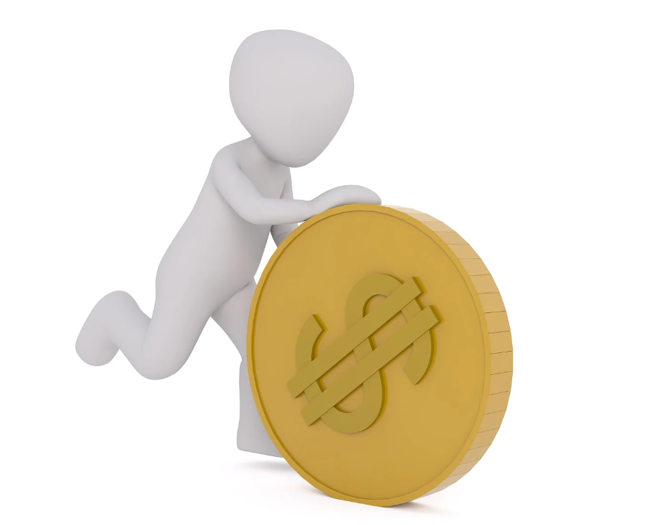 동전을 굴리는 하얀 사람 일러스트