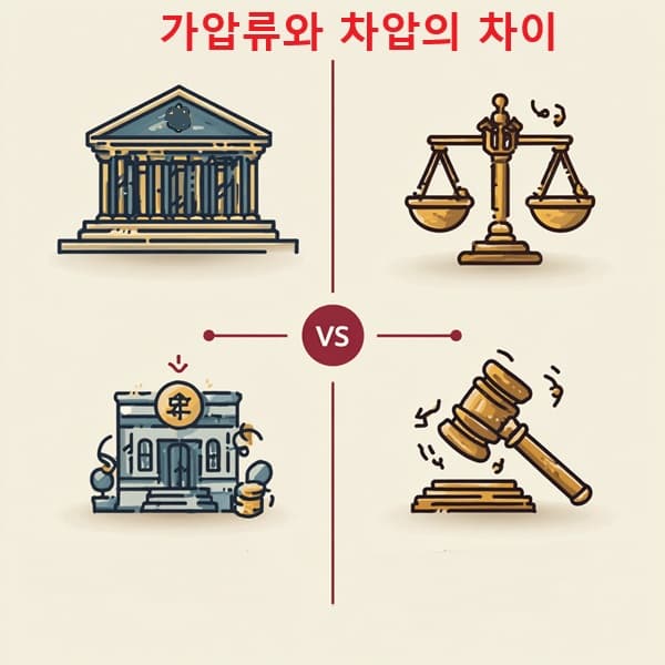 가압류와 차압의 차이점을 시각적으로 비교한 인포그래픽