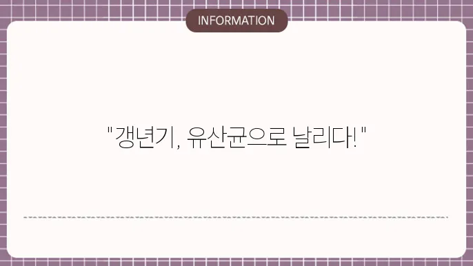 갱년기 유산균YT1 후기