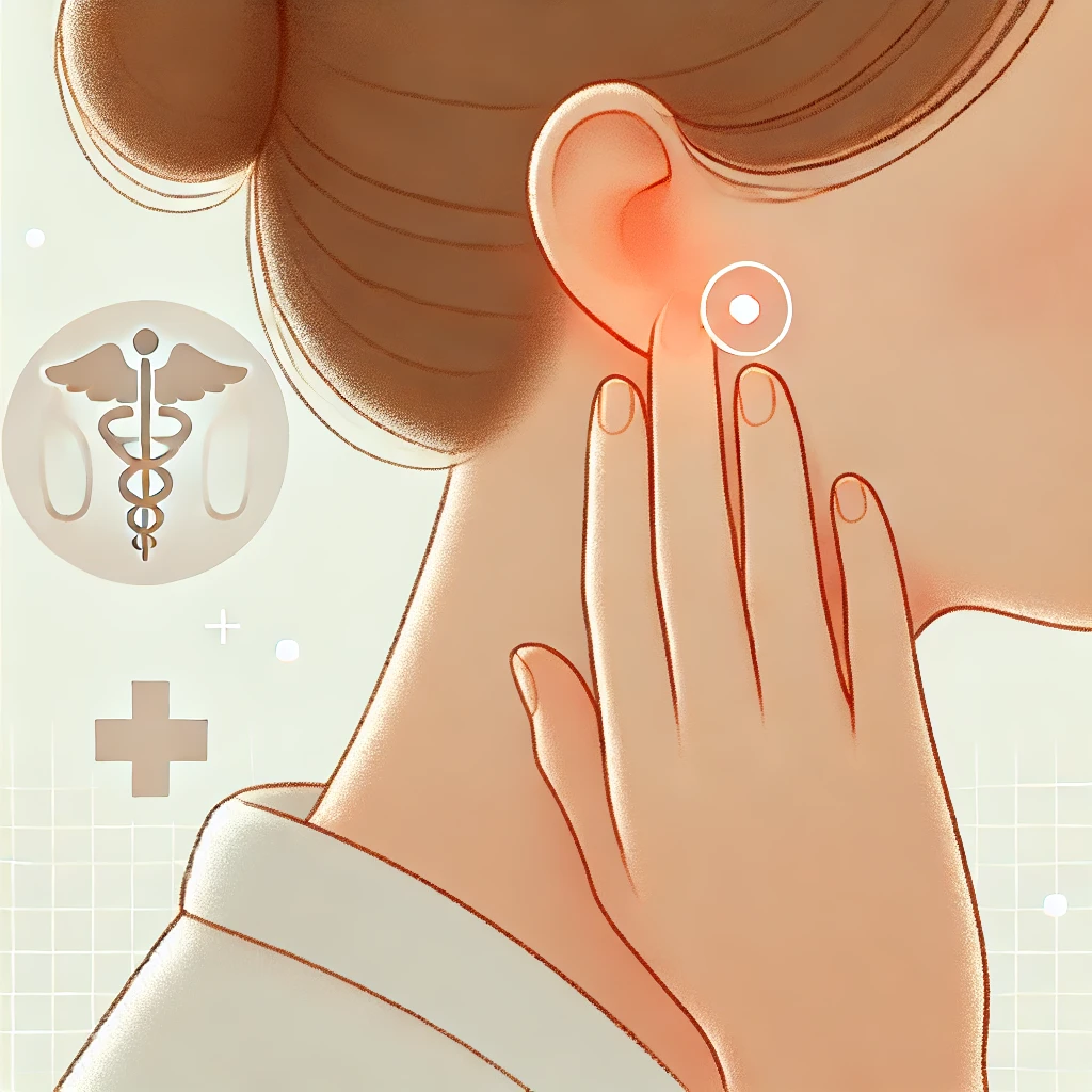 귀 뒤 임파선 멍울이 만져지는 이미지