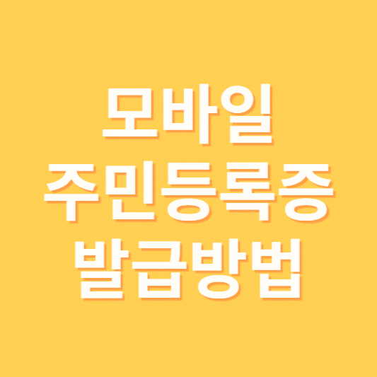 모바일 주민등록증 발급방법 안내