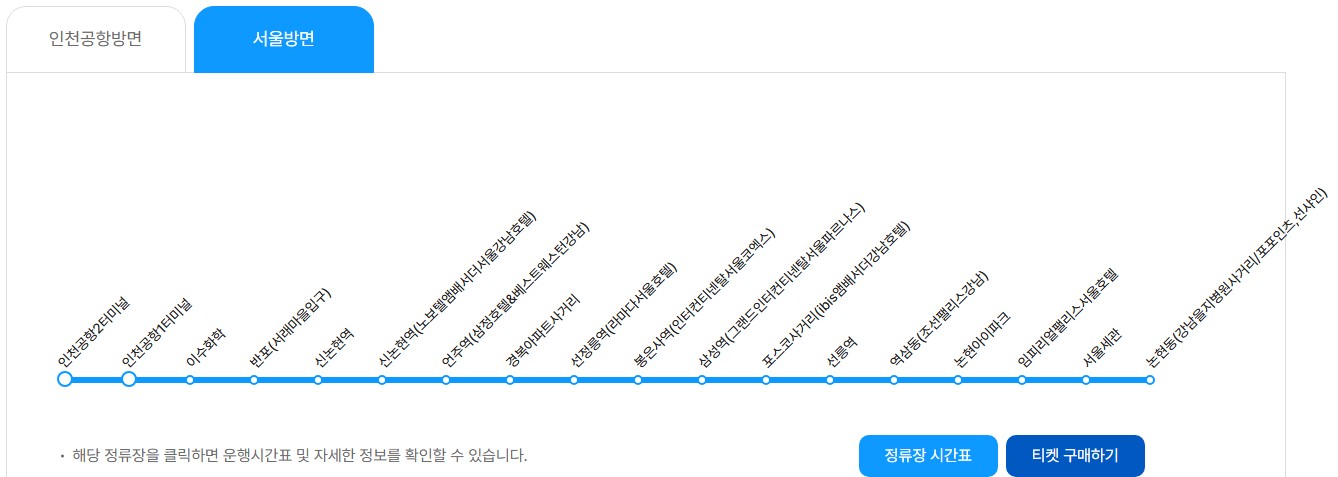 6703번 공항 리무진버스 요금 및 정류장안내
