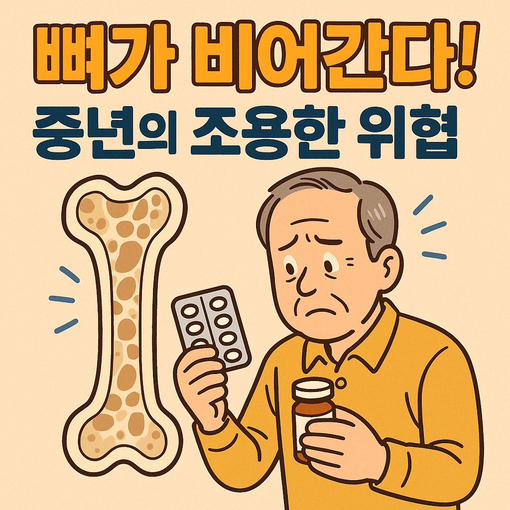 골다공증 약 들고 있는 중년