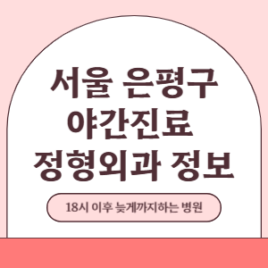 서울 은평구 야간진료 정형외과 병원 (18시 이후 늦게까지하는 병원)