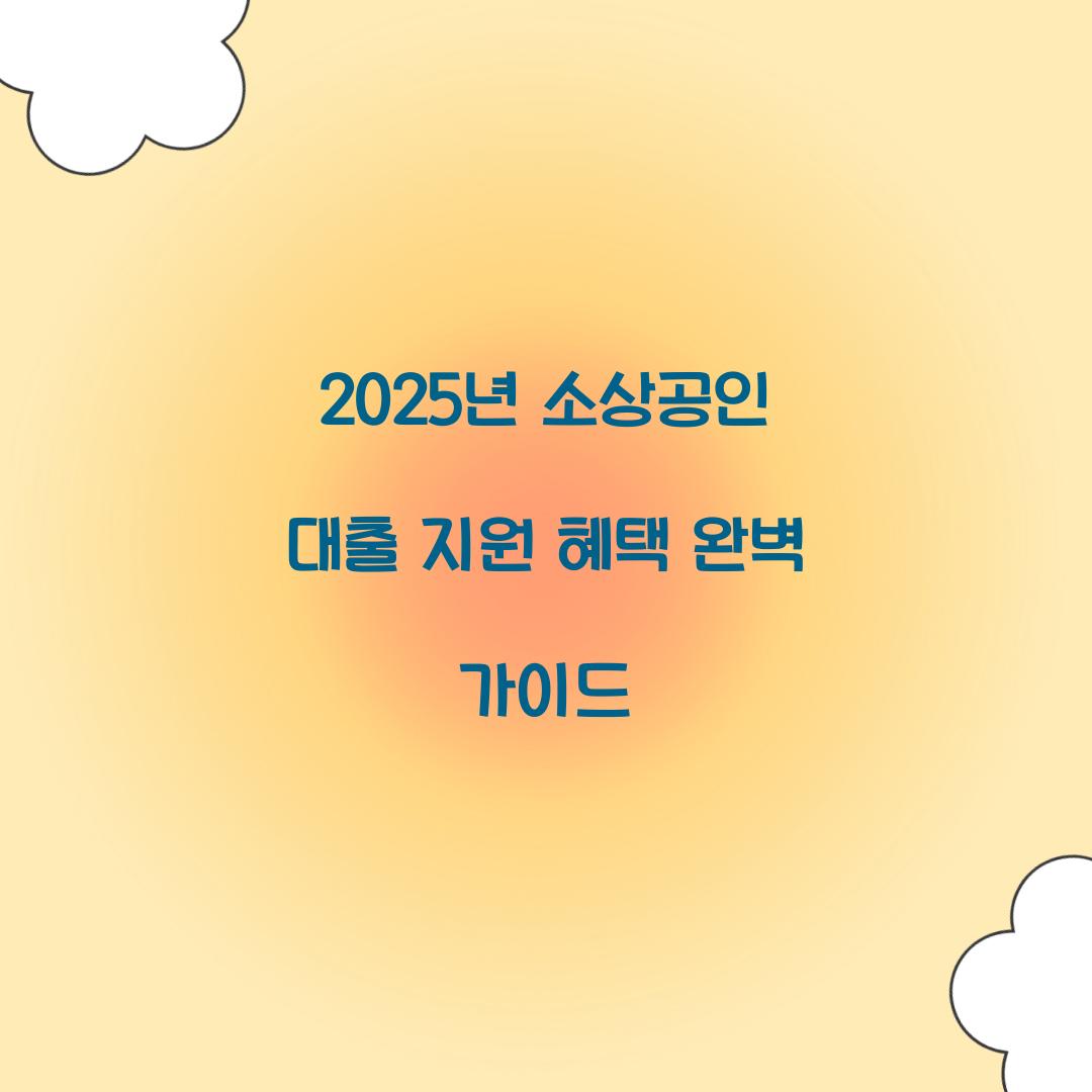 2025년 소상공인 대출