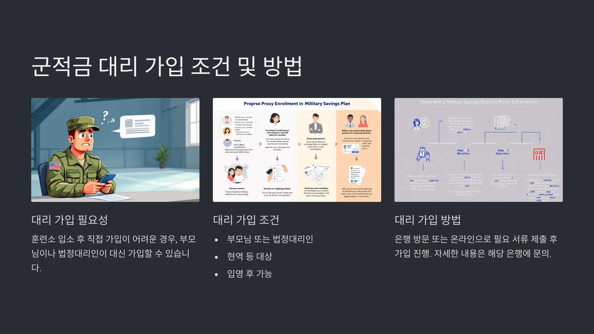 군적금 대리 가입 조건 및 방법, 서류