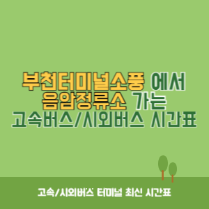 부천터미널소풍에서 음암정류소 가는 시외버스 시간표 최신정보