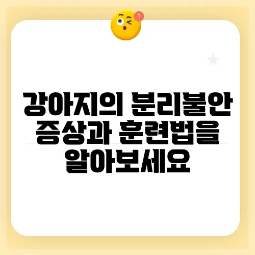 강아지의 분리불안 증상과 훈련법을 알아보세요