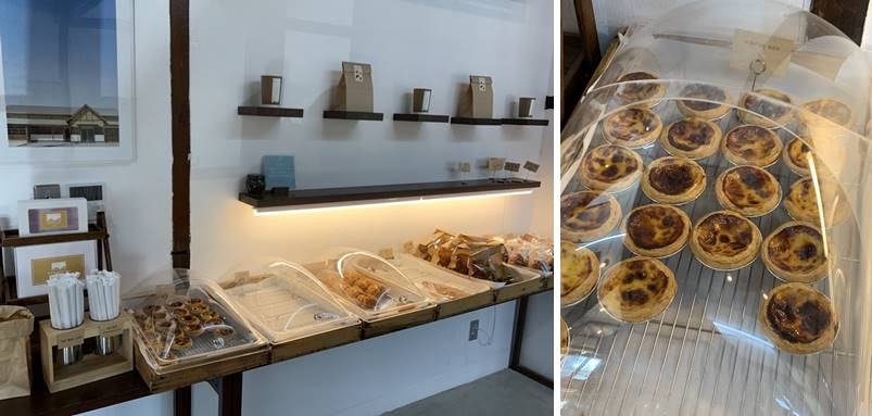 베이커리 진열대에 품절된 소금빵