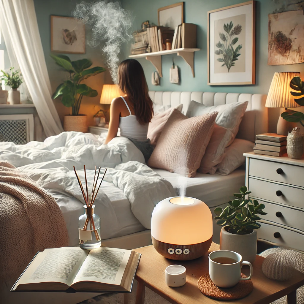 숙면을 취하기위해 최적의 조건으로 해놓은 이미지