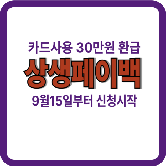 상생페이백 30만원 환급 및 9월15일부터 신청 시작을 알리는 이미지