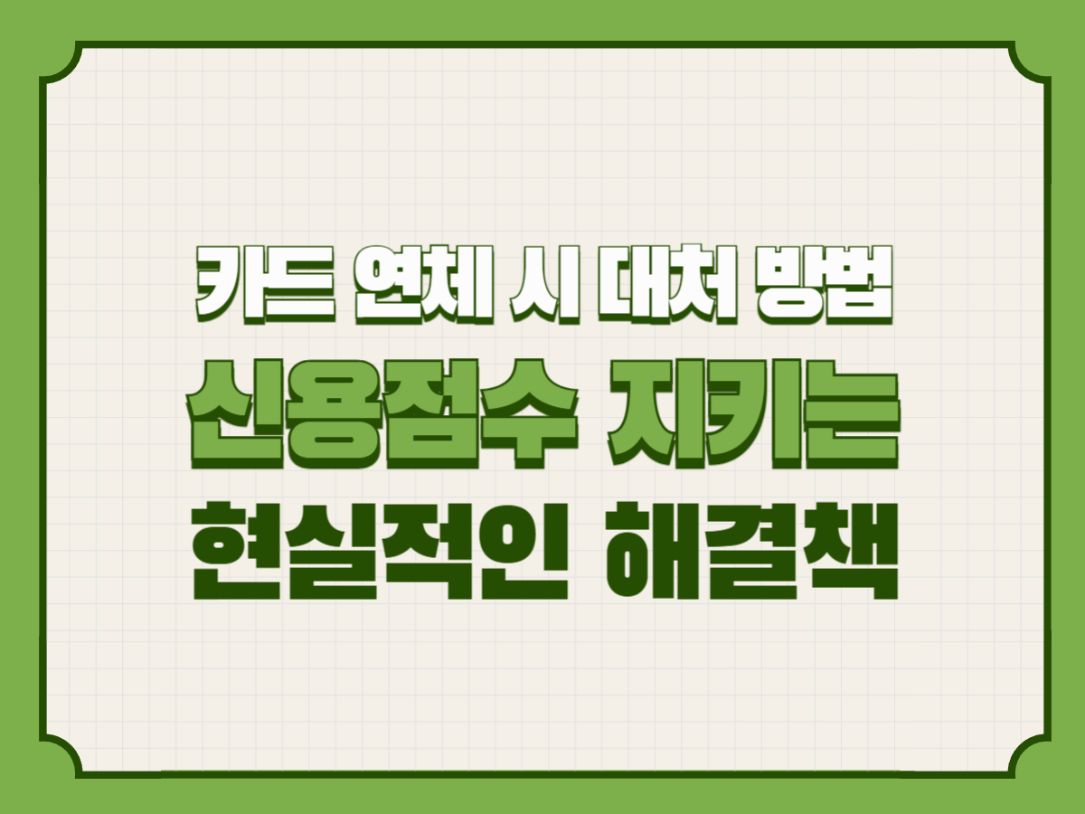 카드 연체 시 대처 방법 – 신용점수 지키는 현실적인 해결책