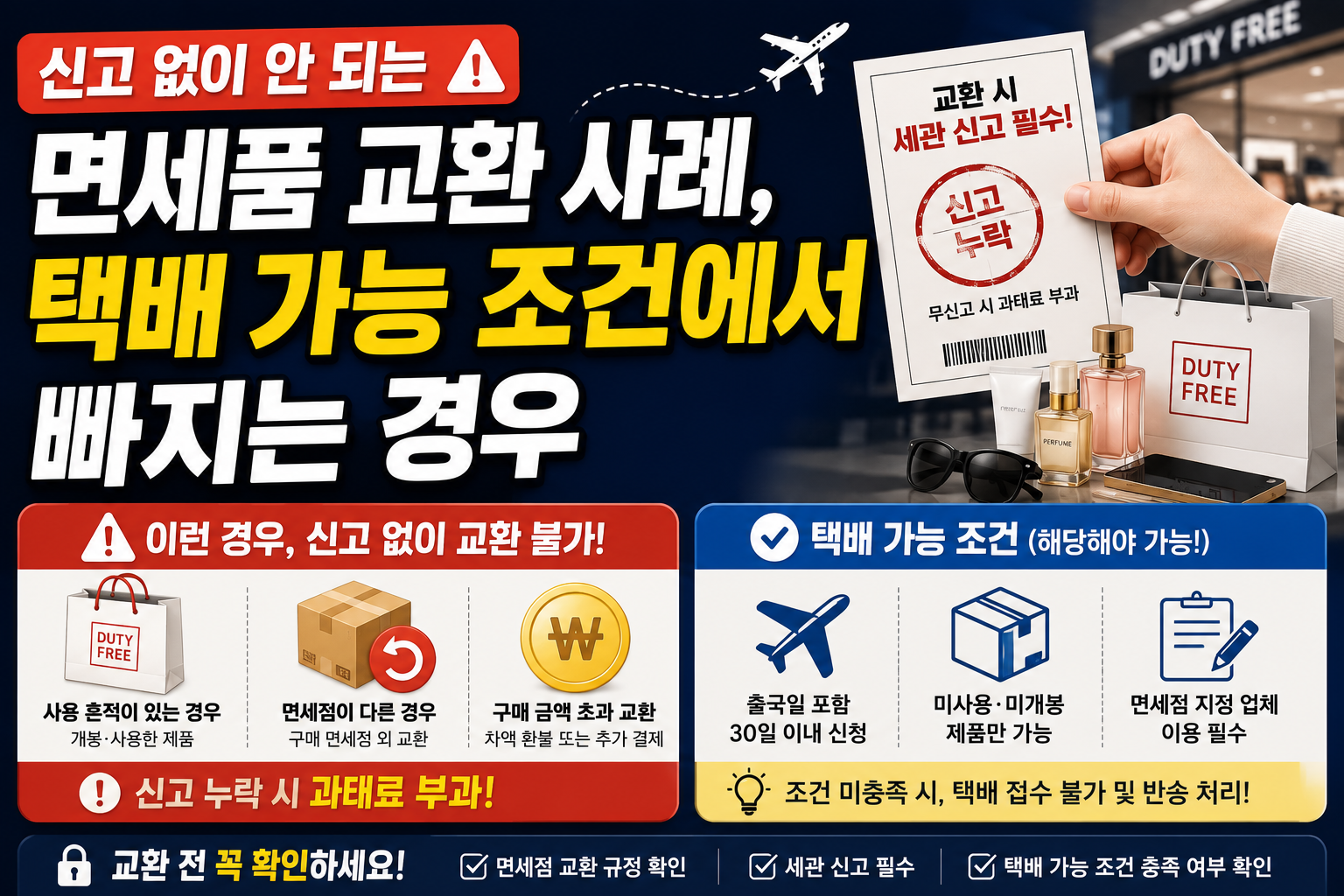 신고 없이 안 되는 면세품 교환 사례, 택배 가능?