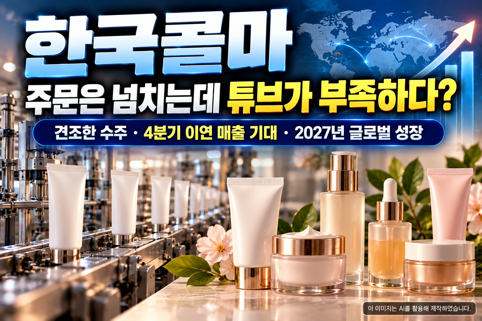 한국콜마 화장품 ODM 생산라인과 튜브 용기 공급 부족, 4분기 매출 성장 전망