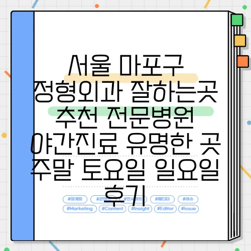 서울 마포구 정형외과 잘하는곳 추천 전문병원 야간진료 유명한 곳 주말 토요일 일요일 후기