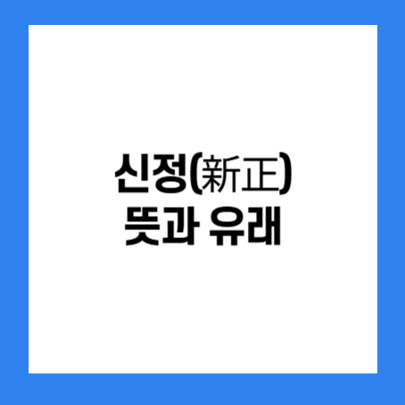 정사각형 안에 신정(新正) 뜻과 유래 라고 적혀있다.
