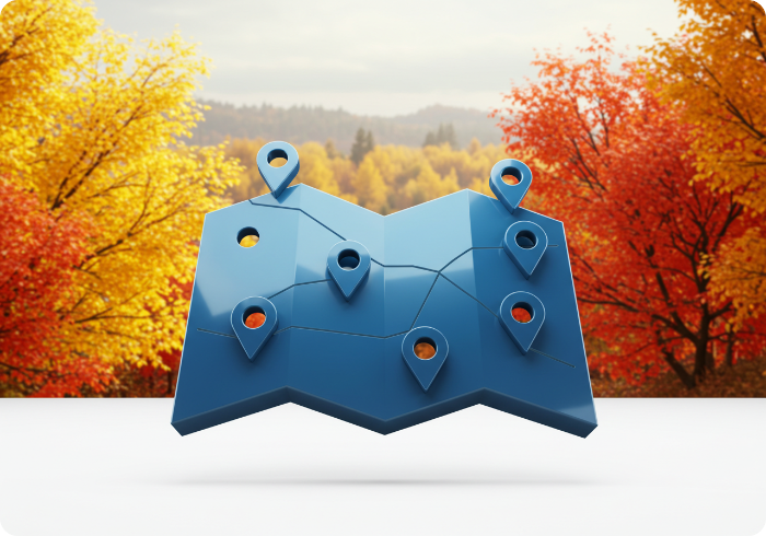 화담숲 대신 갈 수 있는 가을 단풍 명소들을 표시한 지도 3D 아이콘