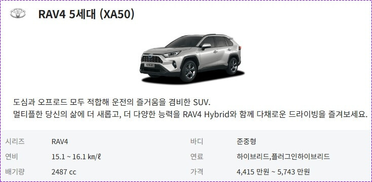 토요타suv 자동차