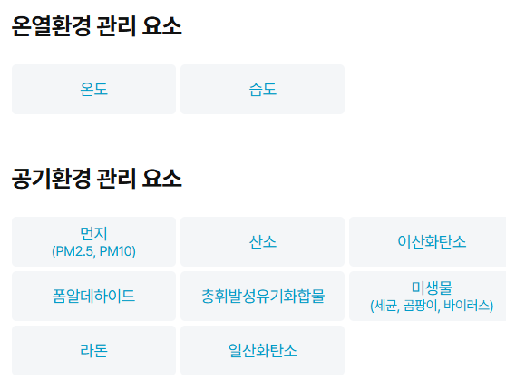 실내환경 관리 요소